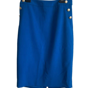 The Limited Royal Blue Pencil Skirt with Gold Buttons